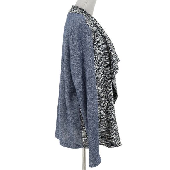 Lucky Brand Sweater Womens Large Blue Gray Open Cardigan Pockets Bohemian - Picture 5 of 14
